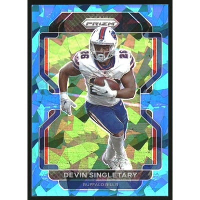 2021 Panini Prizm Prizms Blue Ice #118 Devin Singletary