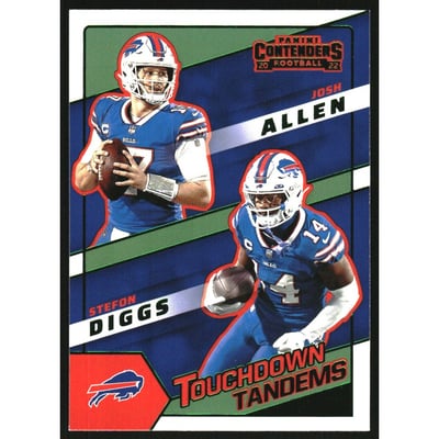 2022 Panini Contenders Touchdown Tandems Emerald #4 Josh Allen/Stefon Diggs