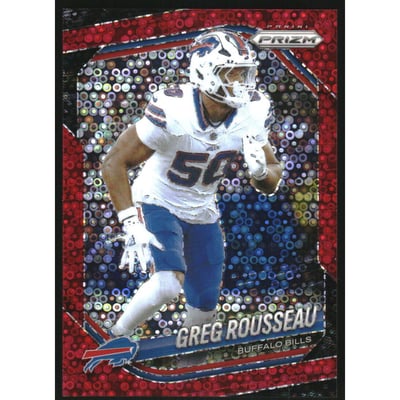 2025 Panini Prizm Prizms No Huddle Red #9 Greg Rousseau