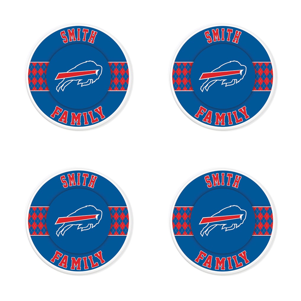 Buffalo Bills 4" Personalized Circular Coasters 4-Pack Set