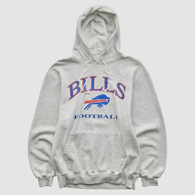 Buffalo Bills Champion 2000s Hooded Pullover Sweatshirt - Heather Gray - L by Fanatics Real Vintage