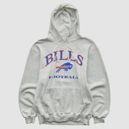 Buffalo Bills Champion 2000s Hooded Pullover Sweatshirt - Heather Gray - L by Fanatics Real Vintage