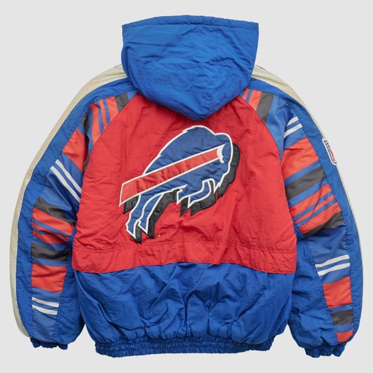 Buffalo Bills Reebok 90s Hooded Full Button Jacket - Blue - L by Fanatics Real Vintage