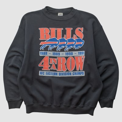 Buffalo Bills Trench 1991 Pullover Sweatshirt - Black - S by Fanatics Real Vintage