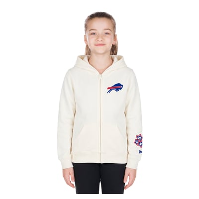 Buffalo Bills New Era Girls Cream Multi Hit Full Zip Hoodie - Cream
