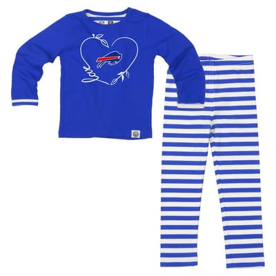  Buffalo Bills Wes & Willy Girls Toddler Heart and Stripe Set - Royal