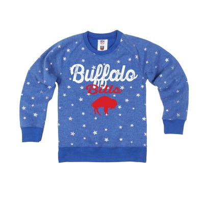  Buffalo Bills Wes & Willy Girls Youth Shimmer Star Sweatshirt - Royal