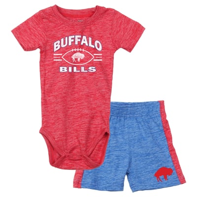 Buffalo Bills Wes & Willy Infant Cloudy Yard Hopper Bodysuit & Shorts Set - Red/Royal
