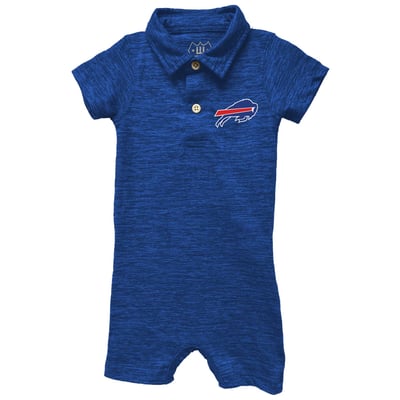 Buffalo Bills Wes & Willy Infant Short Leg Cloudy Yarn Polo Romper - Royal