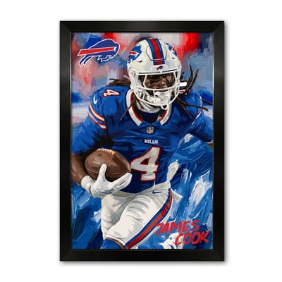 James Cook Buffalo Bills 27" x 39" Framed Football Player Action Portrait – Artist Series Print