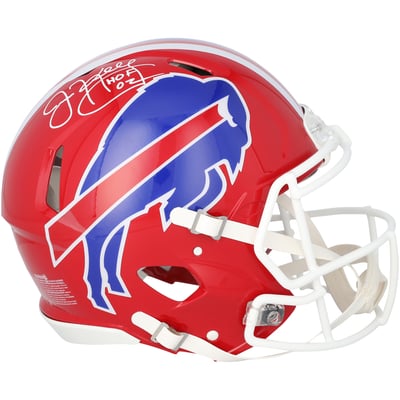 Jim Kelly Buffalo Bills Autographed Fanatics Authentic Riddell 1987-2001 Throwback Speed Authentic Helmet with "HOF 02" Inscription