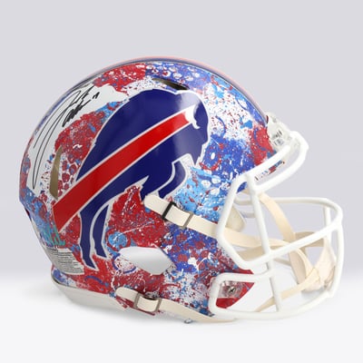 Josh Allen Buffalo Bills Autographed Fanatics Authentic Riddell 2021-Present Speed Authentic Helmet - Art by Nel Shaffer - WN55916510