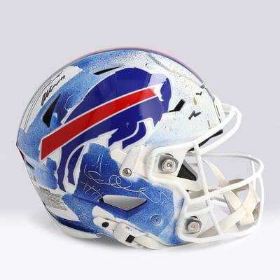 Josh Allen Buffalo Bills Autographed Fanatics Authentic Riddell Speed Flex Authentic Helmet - Art by Cavier Coleman - Limited Edition #1/1 - WN55916260