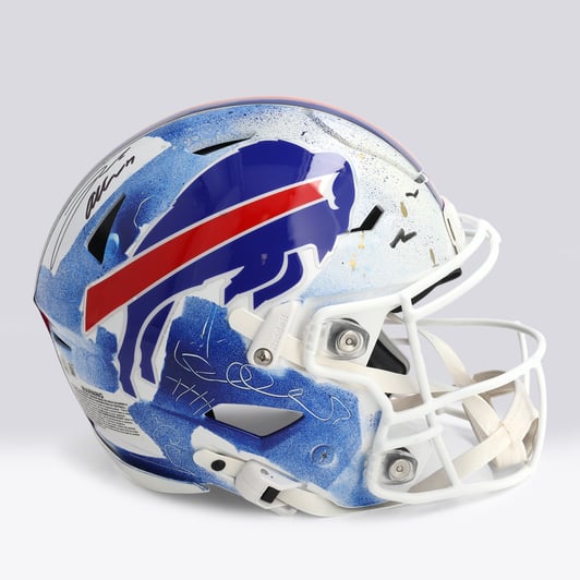 Josh Allen Buffalo Bills Autographed Fanatics Authentic Riddell Speed Flex Authentic Helmet - Art by Cavier Coleman - Limited Edition #1/1 - WN55916260