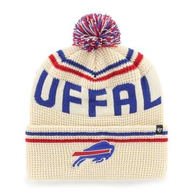  Buffalo Bills '47 Quattrle Cuffed Knit Hat with Pom - Natural