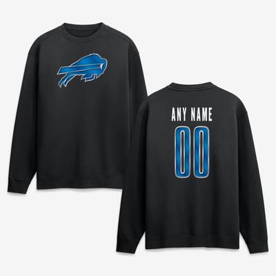 Buffalo Bills  Metallic Mascot Personalized Name & Number Sweatshirt - Black