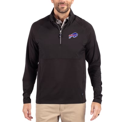 Buffalo Bills Cutter & Buck Adapt Eco Knit Hybrid Recycled Quarter-Zip Raglan Jacket - Black