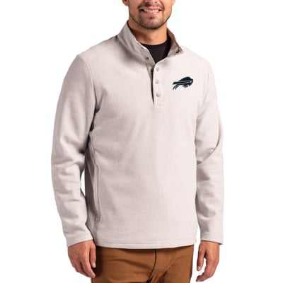 Buffalo Bills Cutter & Buck Hunts Point Eco Textured Fleece Recycled Half-Snap Sweatshirt - Gray