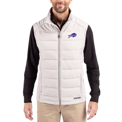 Buffalo Bills Cutter & Buck Primary Mark Evoke PrimaLoft Hybrid Eco Softshell Recycled Full-Zip Vest - Gray