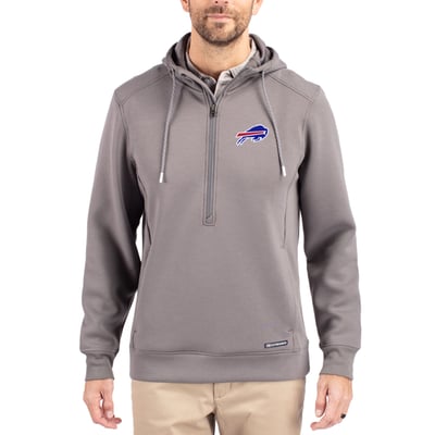 Buffalo Bills Cutter & Buck Primary Mark Roam Eco Recycled Half-Zip Pullover Hoodie - Gray