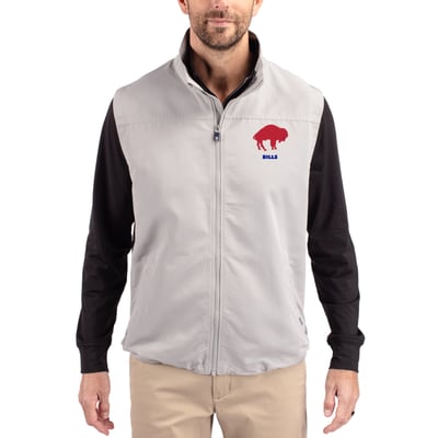  Buffalo Bills Cutter & Buck Throwback Charter Eco Recycled Full-Zip Vest - Gray