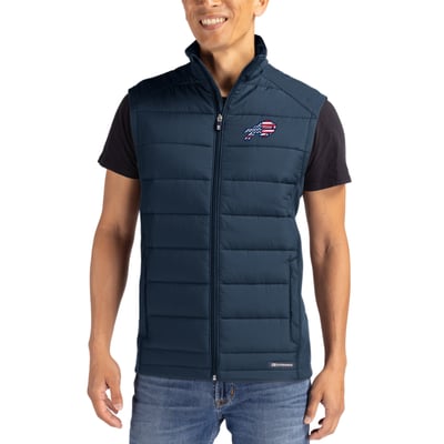 Buffalo Bills Cutter & Buck  Evoke Hybrid Eco Softshell Recycled Full-Zip Vest - Navy