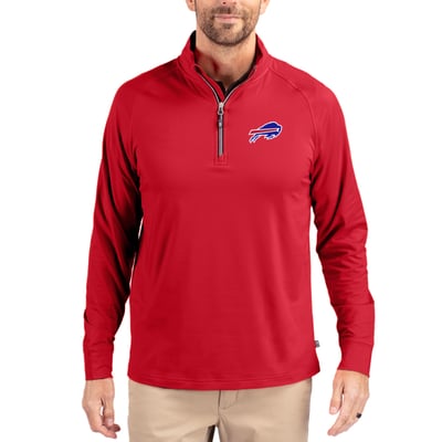 Buffalo Bills Cutter & Buck Adapt Eco Knit Quarter-Zip Pullover Jacket - Red