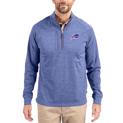 Buffalo Bills Cutter & Buck  Adapt Eco Knit Quarter-Zip Pullover Top - Royal