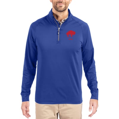 Buffalo Bills Cutter & Buck Adapt Eco Knit Stretch Recycled Quarter-Zip Throwback Pullover Top - Royal