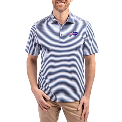 Buffalo Bills Cutter & Buck Virtue Eco Pique Stripe Recycled Polo - Royal