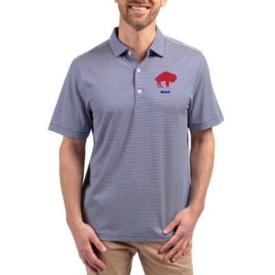  Buffalo Bills Cutter & Buck Throwback Forge Eco Double Stripe Stretch Recycled Polo - Royal/White
