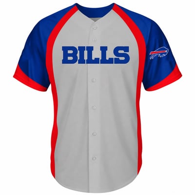  Buffalo Bills Fanatics Big & Tall Button-Up Raglan Fashion Top - Gray