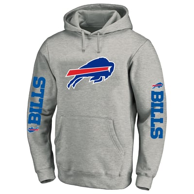 Buffalo Bills Fanatics Big & Tall 3-Hit Pullover Hoodie - Heather Gray
