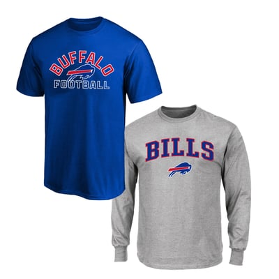  Buffalo Bills Fanatics Big & Tall T-Shirt and Long Sleeve T-Shirt Combo Pack - Royal/Gray