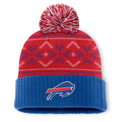 Buffalo Bills Fanatics Snowday Cuffed Knit Hat with Pom - Royal/Red