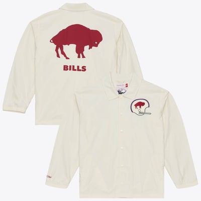 Buffalo Bills Mitchell & Ness Retro Roots Full-Snap Coaches Jacket - Cream