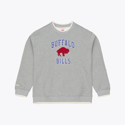  Buffalo Bills Mitchell & Ness Premium Essentials Crew Sweatshirt - Heather Gray