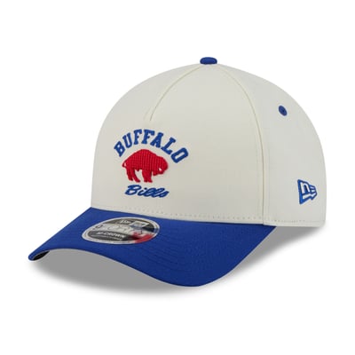 Buffalo Bills New Era Throwback Arch 9FORTY A-Frame M-Crown Adjustable Hat - Cream/Royal