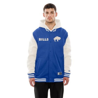 Buffalo Bills New Era Full-Snap Fleece Hooded Jacket - Royal/Cream