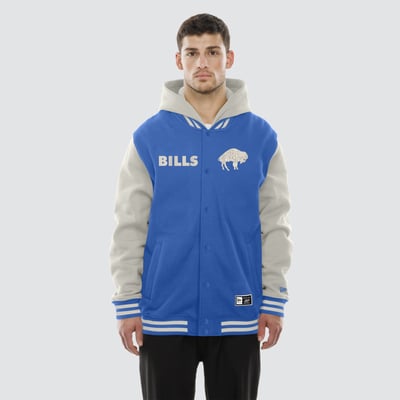  Buffalo Bills New Era Full-Snap Fleece Hooded Jacket - Royal/Gray