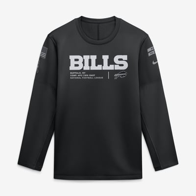  Buffalo Bills Nike 2026 Salute to Service Sideline Coaches Crewneck Therma-FIT Sweatshirt - Black