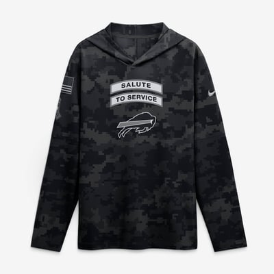  Buffalo Bills Nike 2026 Salute to Service Sideline Lightweight Hooded Dri-FIT Long Sleeve Top - Black