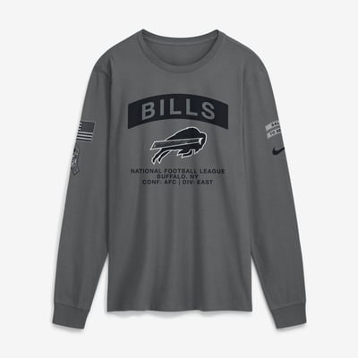  Buffalo Bills Nike 2026 Salute to Service Long Sleeve T-Shirt - Gray
