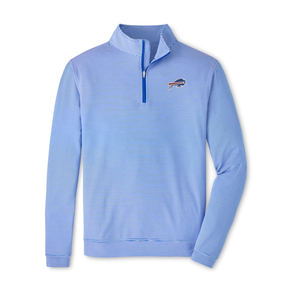 Buffalo Bills Peter Millar Perth Sugar Stripe Performance Quarter-Zip Pullover - Royal/White