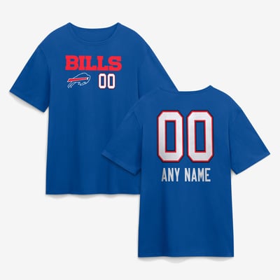 Buffalo Bills  Touchdown Wordmark Personalized Name & Number T-Shirt - Royal