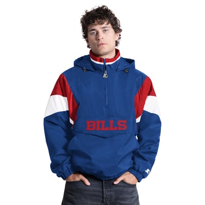 Buffalo Bills Starter The Throwback Half-Zip Hooded Jacket - Royal