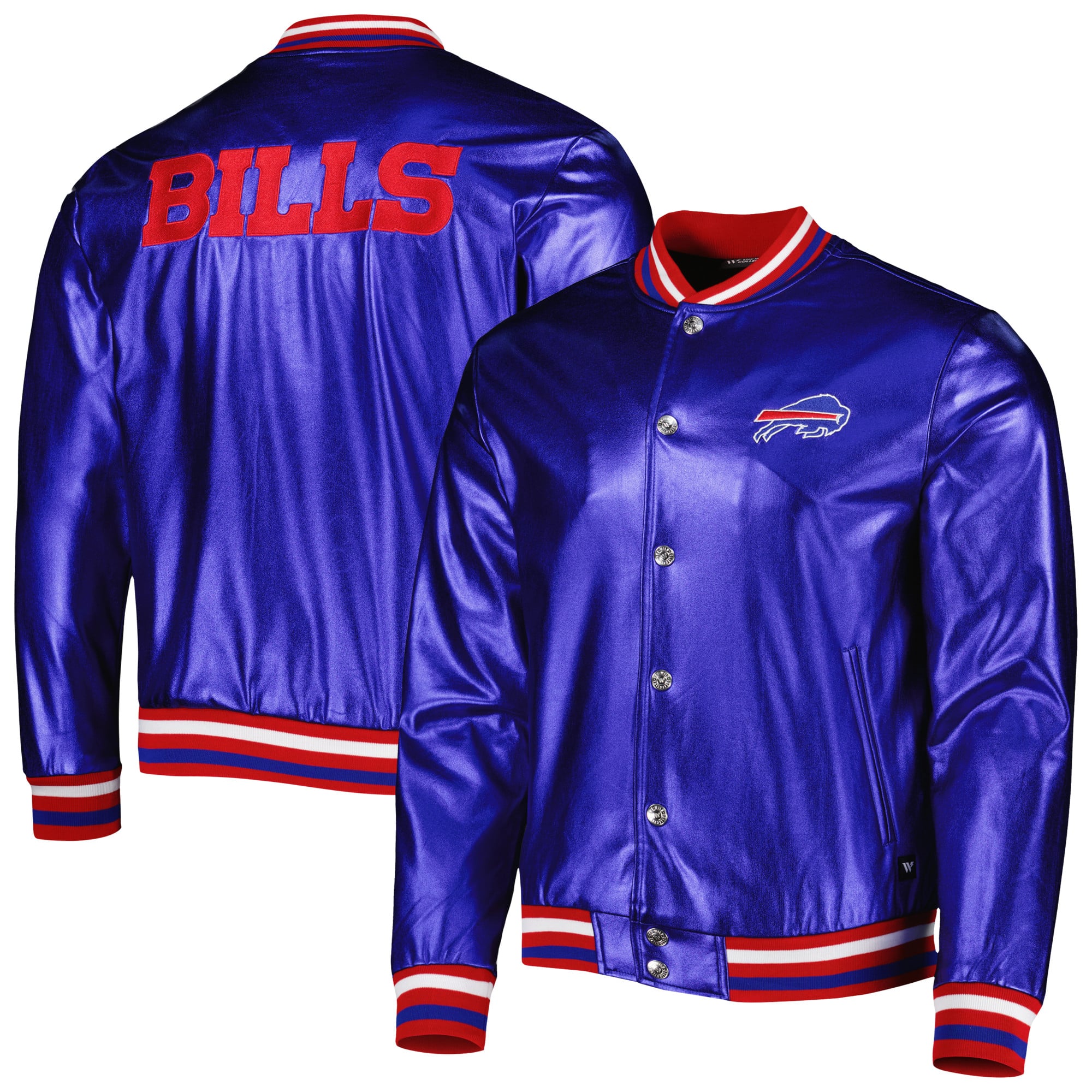Men's The Wild Collective Royal Buffalo Bills Metallic Bomber Full Men's The Wild Collective Royal Buffalo Bills Metallic Bomber Full