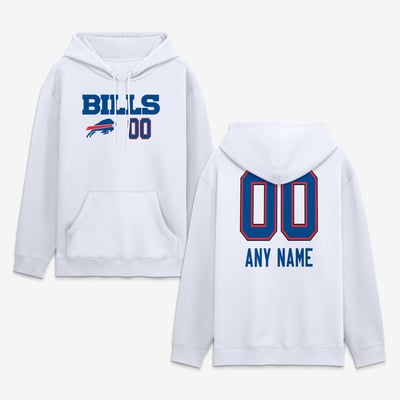 Buffalo Bills  Touchdown Wordmark Personalized Name & Number Hoodie - White