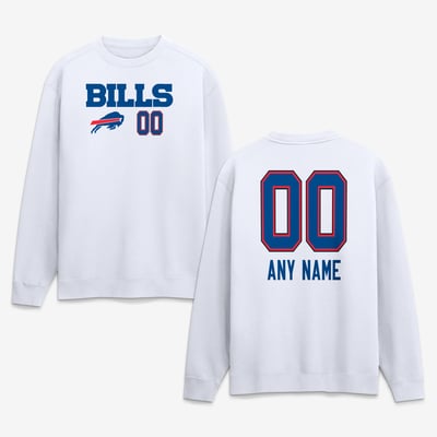 Buffalo Bills  Touchdown Wordmark Personalized Name & Number Sweatshirt - White