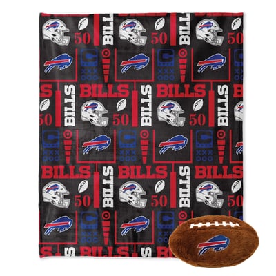 Buffalo Bills Pegasus 50" x 60" Blackout Team Spirit Ultra Soft Throw & Plush Football Combo Pack